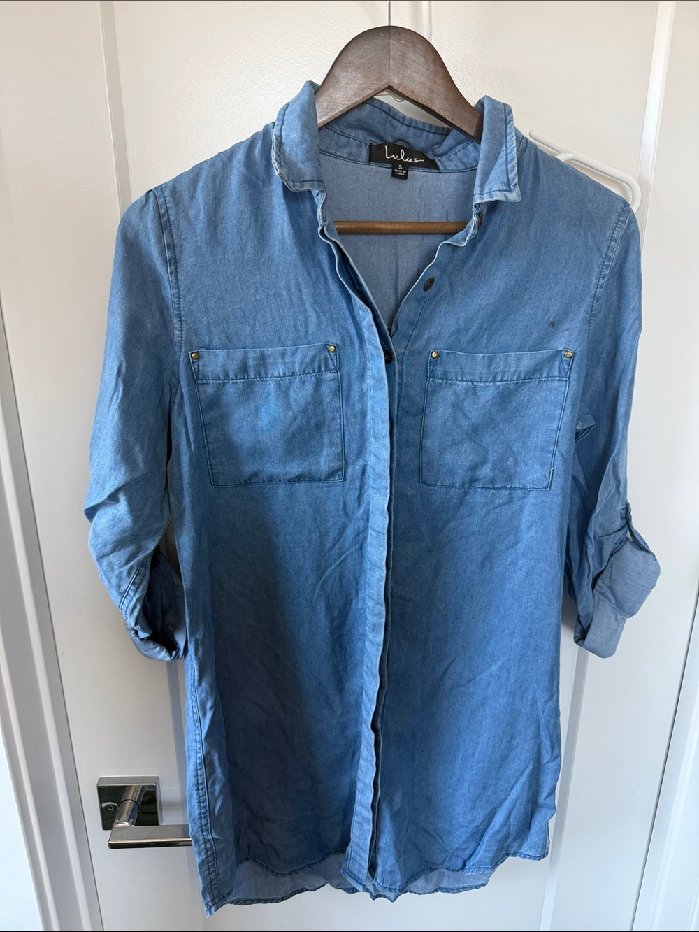 Lulu's Light Blue Chambray Button-Down Shirt